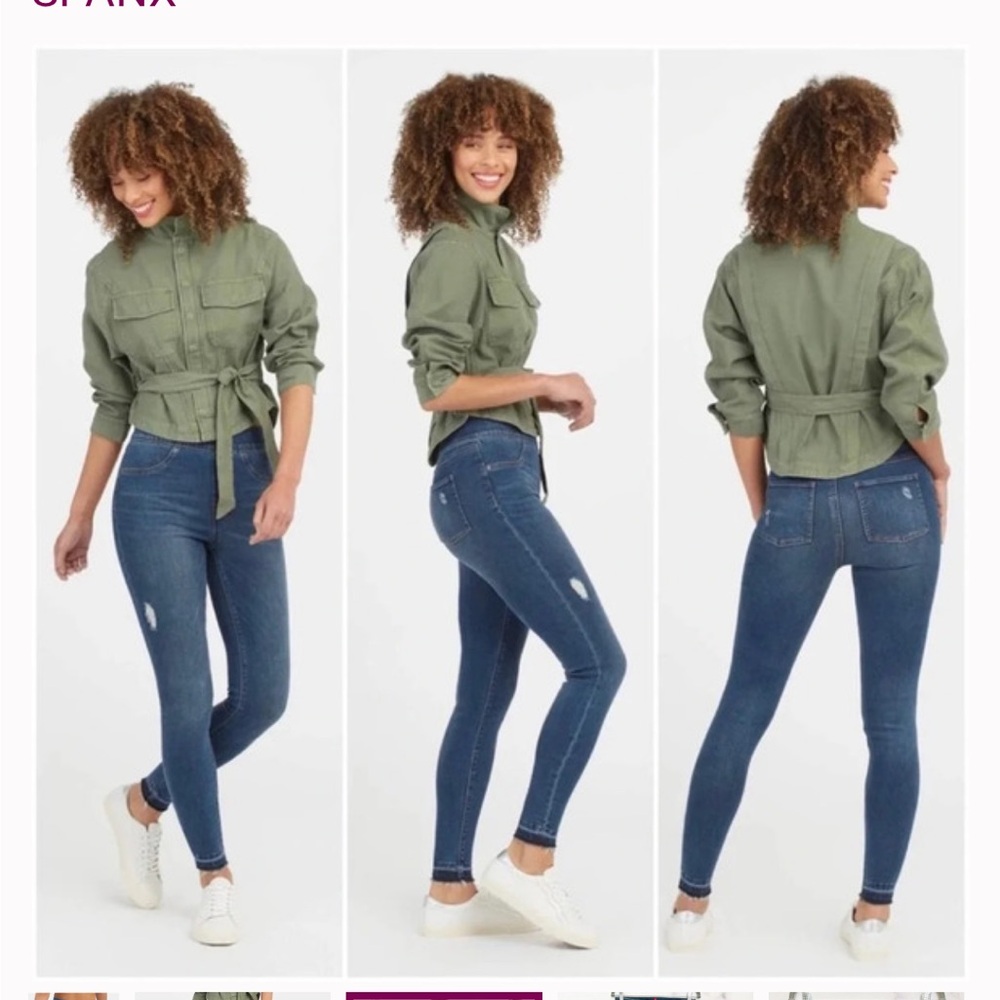 Spanx Distressed Denim medium wash Leggings
